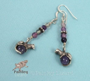 Amethyst beaded dangle earrings