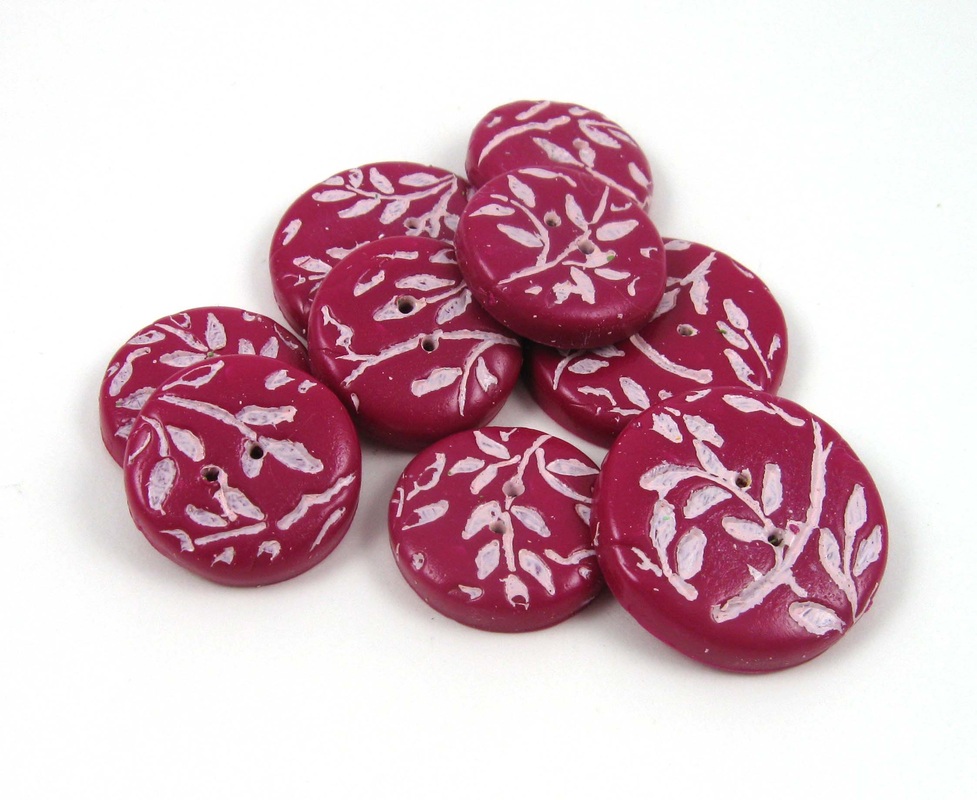 Picture of fuschsia pink polymer clay buttons