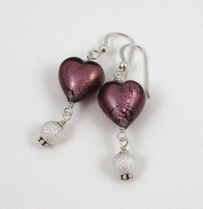 Picture of purple foil heart earrings