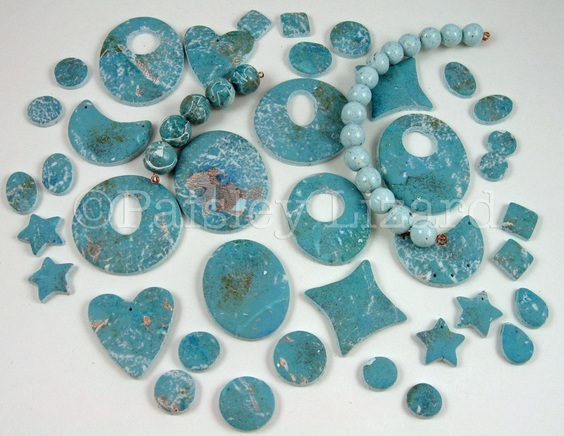 faux larimar polymer clay beads