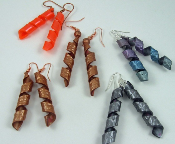 polymer clay corkscrew earrings