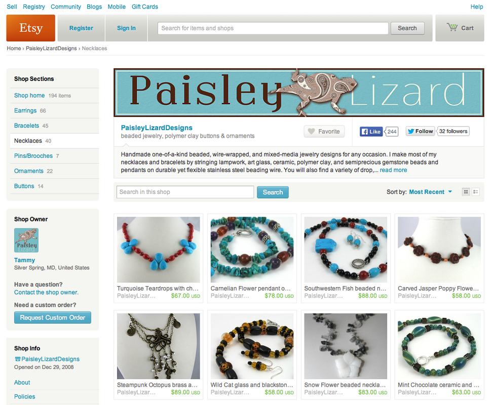 Picture of Paisley Lizard shop on Etsy