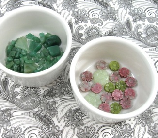Bead chips and carved gemstone flowers
