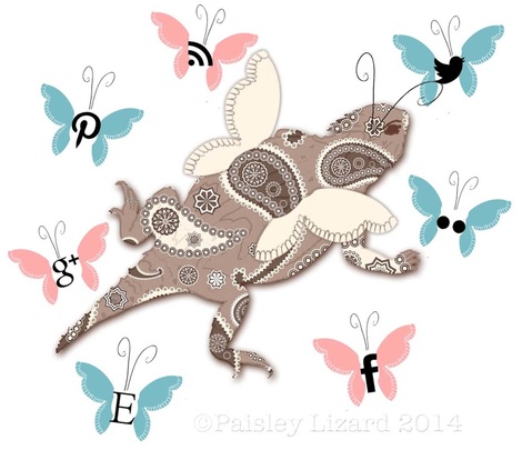 Paisley Lizard logo with social media butterflies