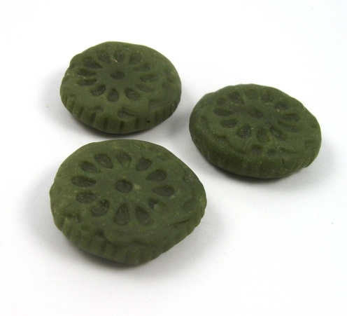 polymer clay beads tinted with matcha