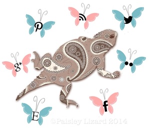 Paisley Lizard logo with social media butterflies