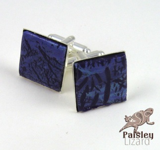 faux purple turquoise cuff links