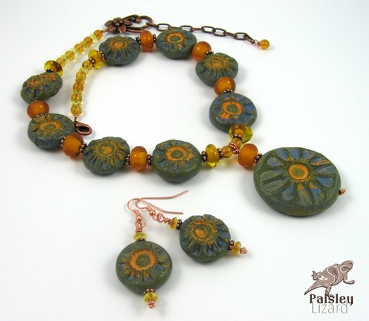 Rustic Sunflowers necklace and earrings