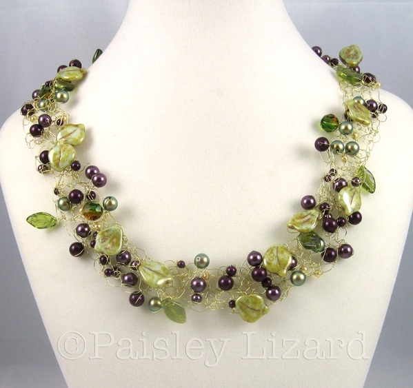 Vineyard beaded wire crochet necklace