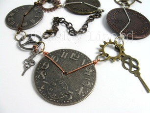 Clock faces necklace close up