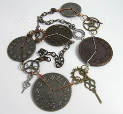 mixed metal clock parts necklace