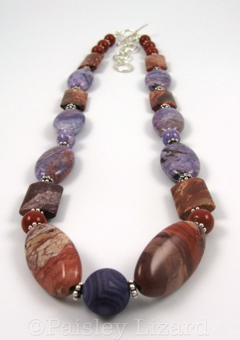 red and purple gemstone necklace