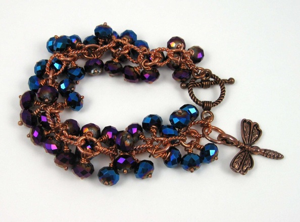 copper dragonfly charm bracelet