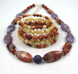 gemstone necklace and memory wire bracelet