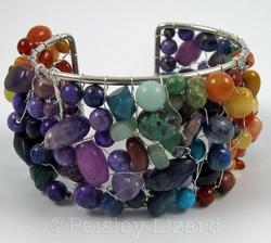 gemstone bead wire woven cuff