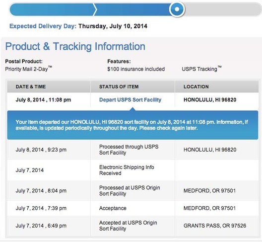 USPS package tracking for my beads
