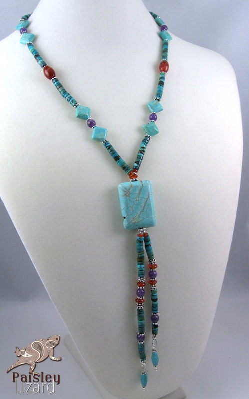 Turquoise bolo necklace