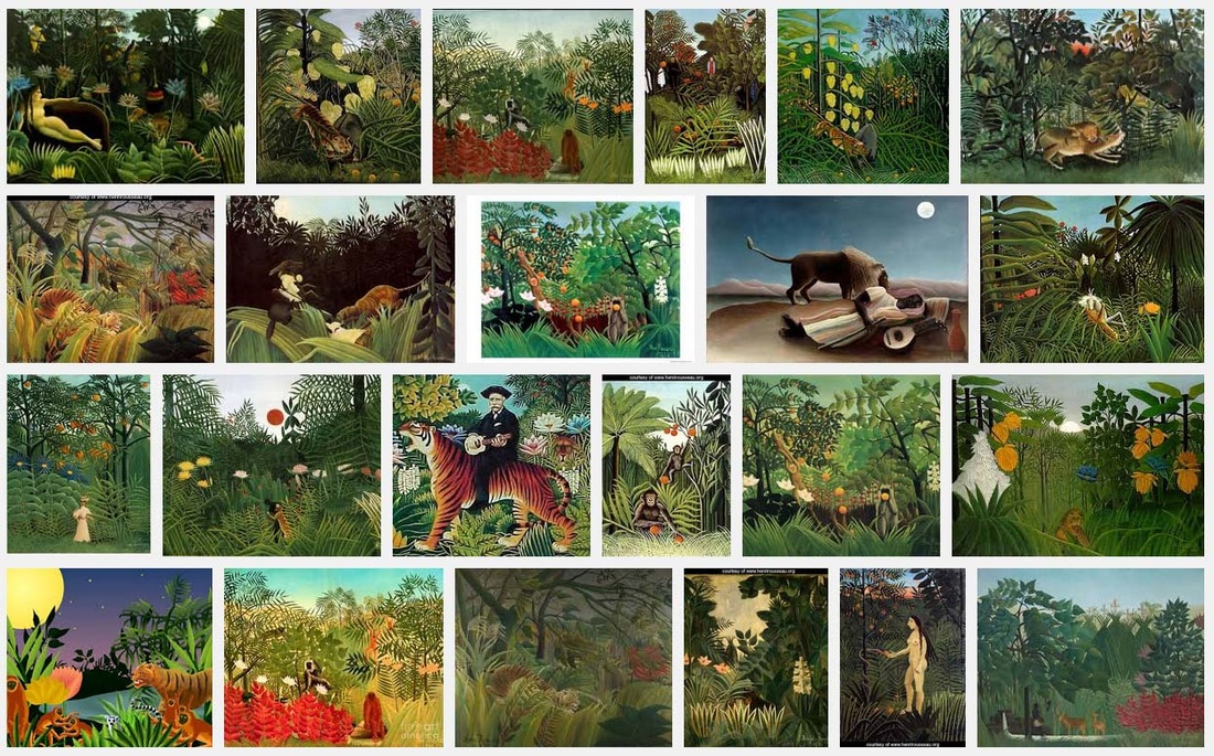 Screen shot of image search results for Rousseau paintings