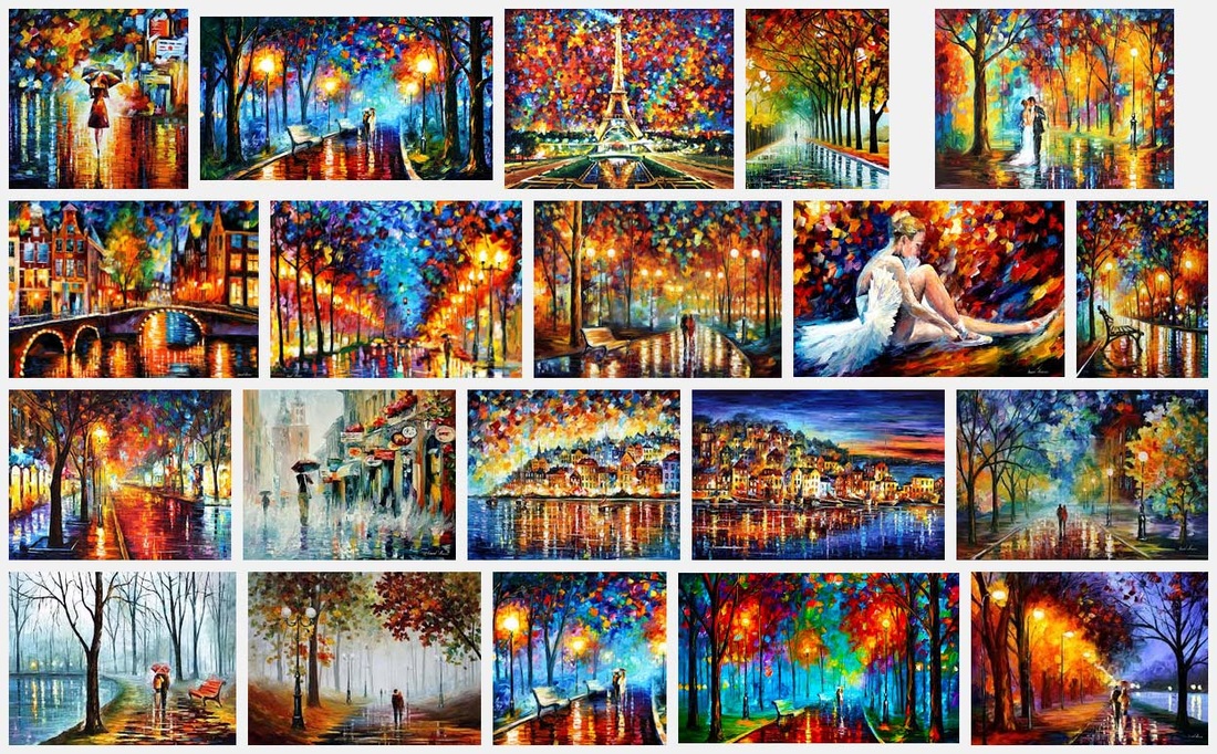 Screen shot of image search for Leonid Afremov's paintings