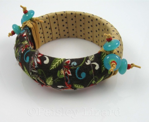 Picture of fabric and ribbon covered bangle bracelet