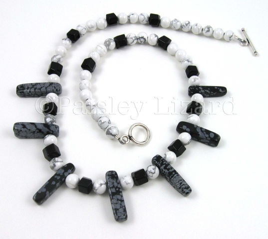 Picture of snowflake obsidian choker necklace