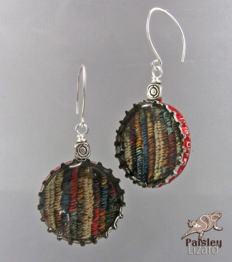 Picture of red bottle cap earrings