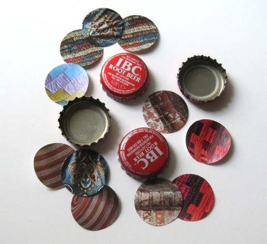 Picture of bottle caps and paper circles