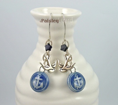 Anchors Aweigh Design Challenge and Blog Hop Sapphire Blue earrings