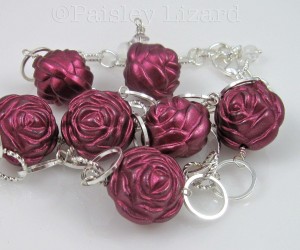 Fuchsia Roses beads