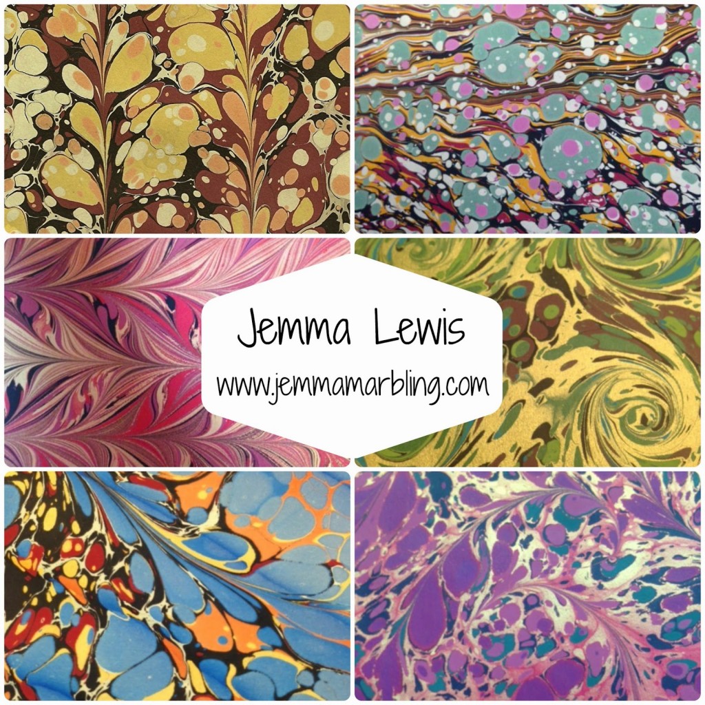 Collage of marbling by Jemma Lewis