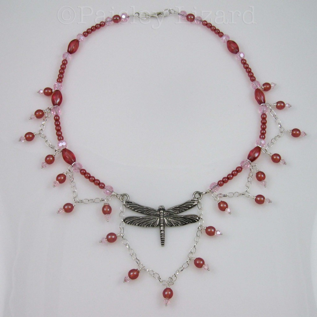 Edwardian-inspired beaded dragonfly necklace