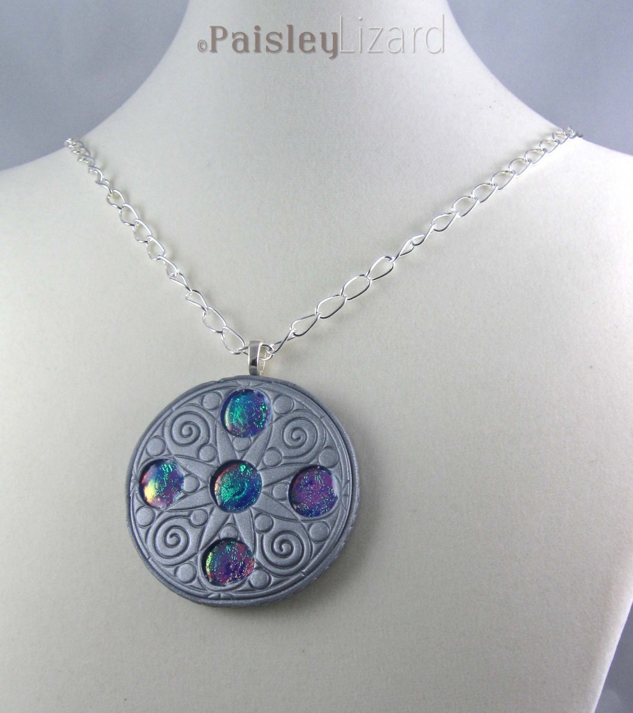 Polymer clay medallion necklace