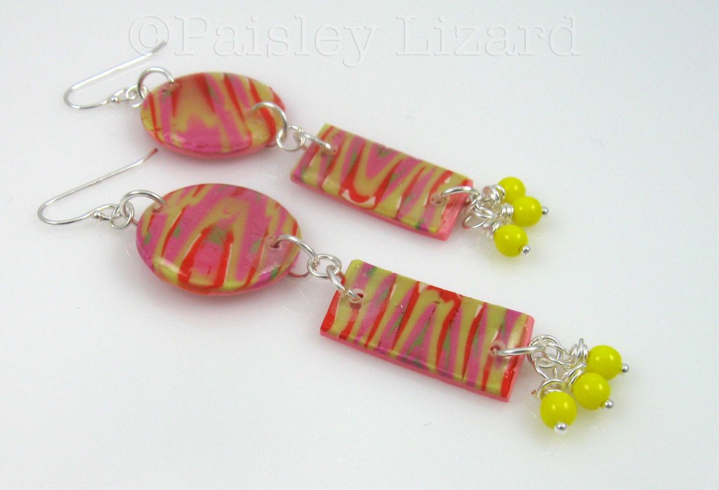 Marbled polymer clay earrings