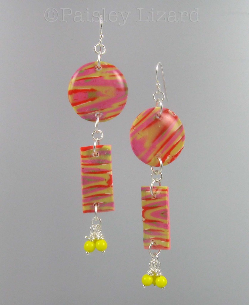 Marbled polymer clay earrings