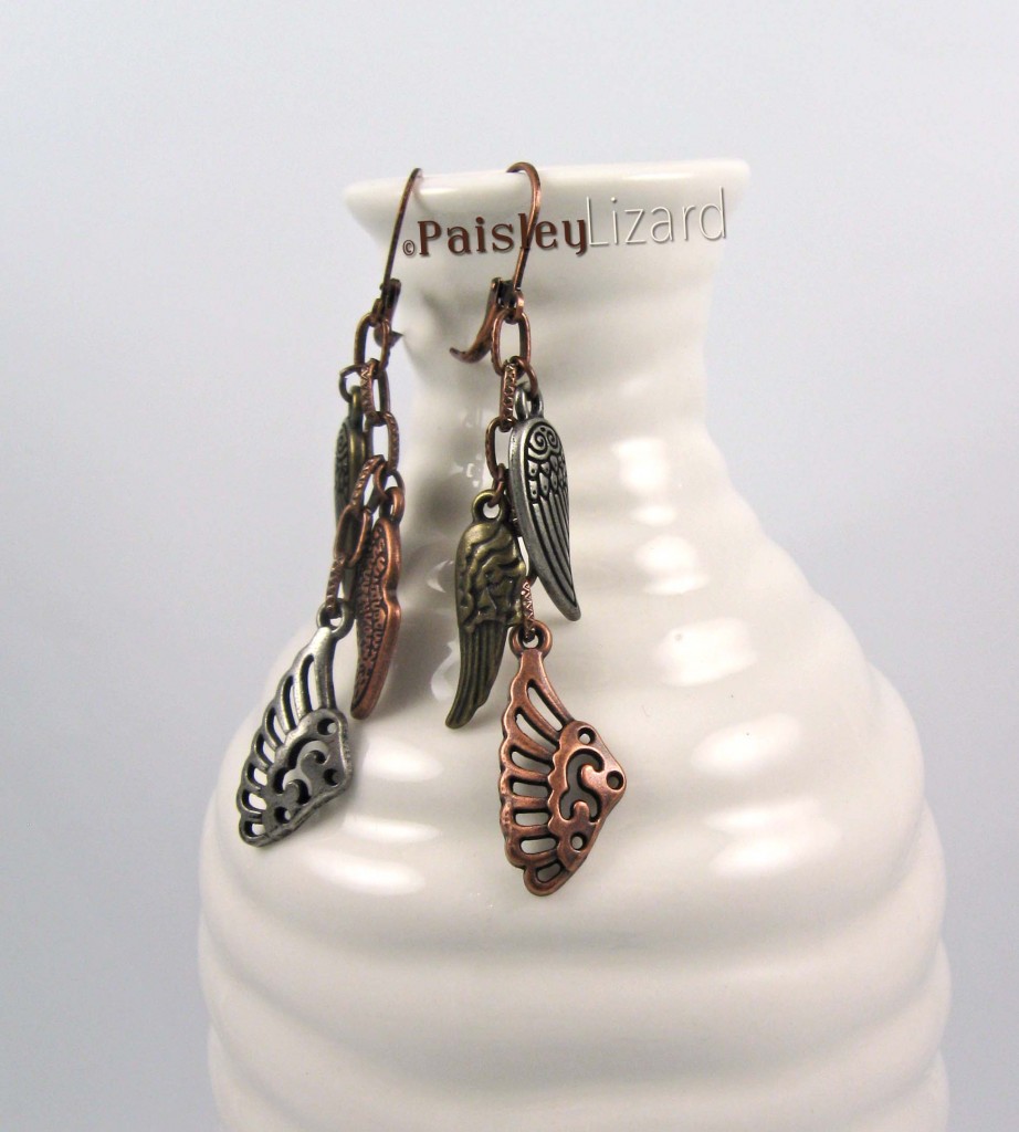 Broken Wings mixed-metal earrings