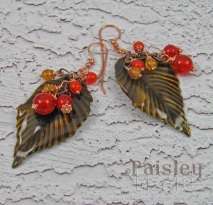 Leaf and berry earrings