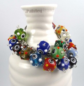 Bumpy "eye" bead charm bracelet