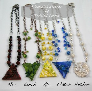 Elemental Lizards necklace collection