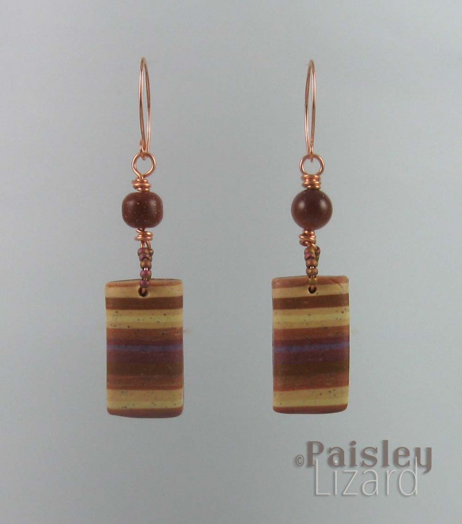 polymer clay earring suspended on wire