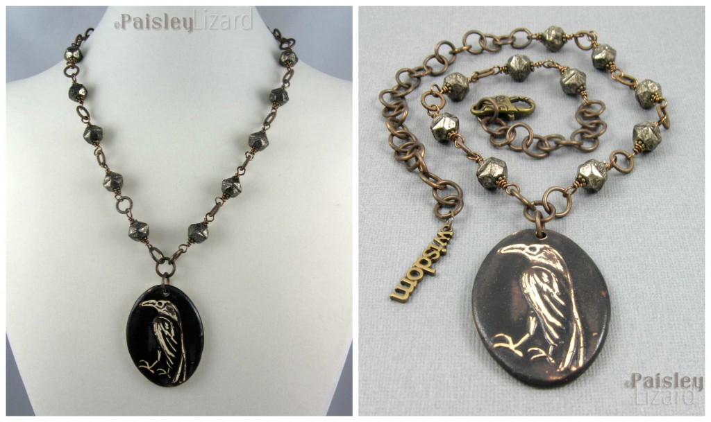 Black Raven pendant necklace