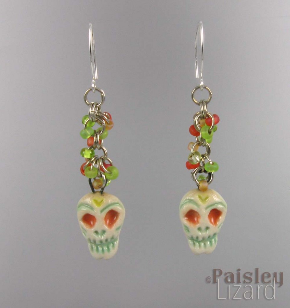 Sugar skull dangle earrings