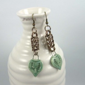 chainmaille leaf earrings