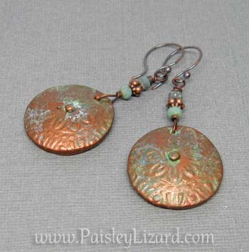 copper flowers earring flat