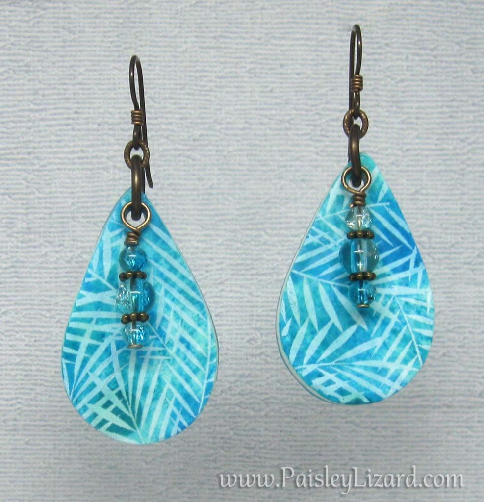 blue batik polymer clay earrings