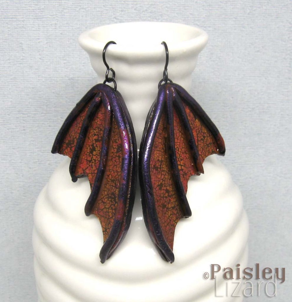 Purple dichroic effect fairy wing earrings