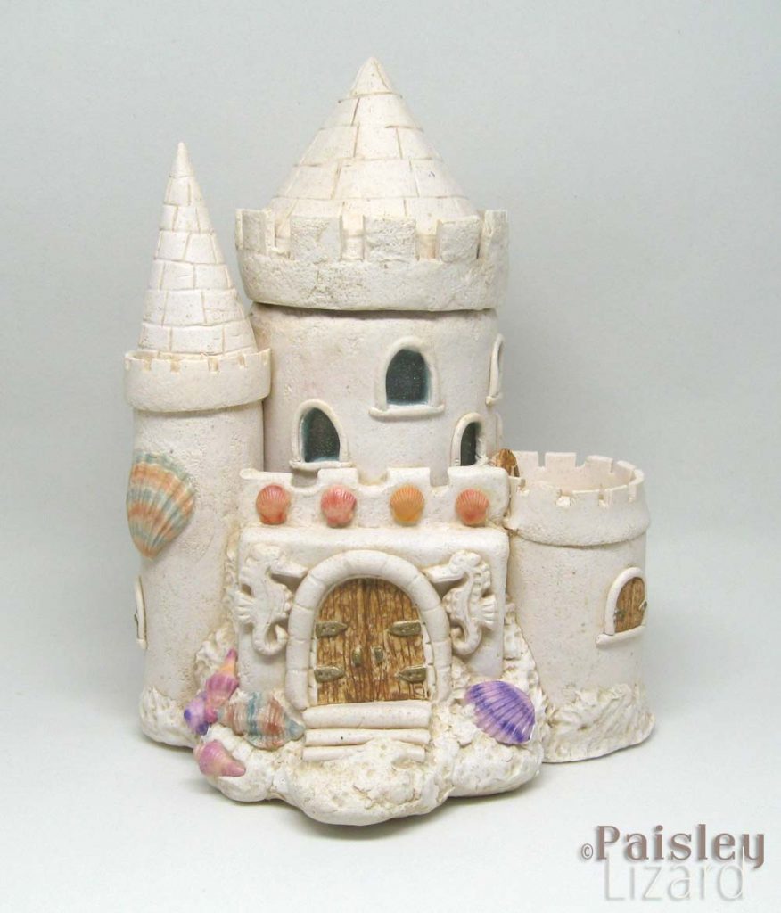 Polymer clay sandcastle fairy house