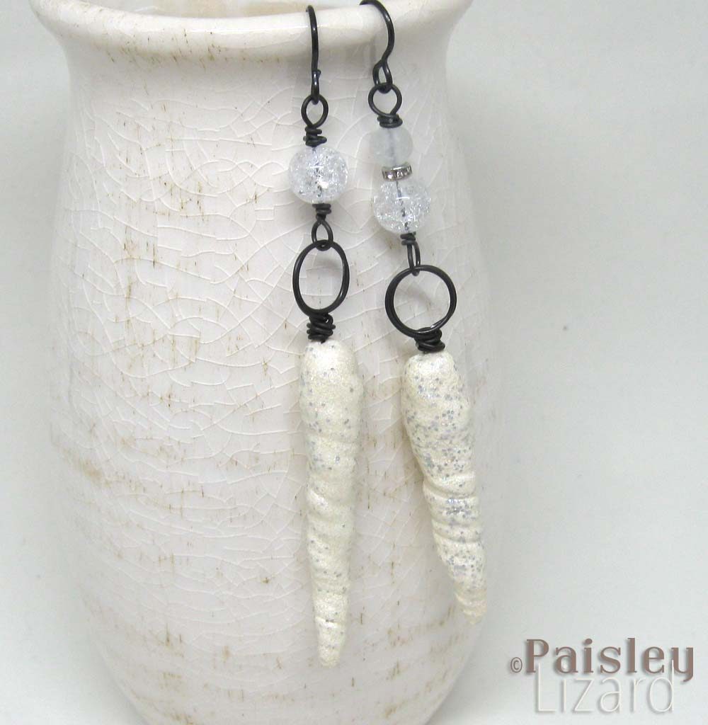 Polymer clay icicle earrings