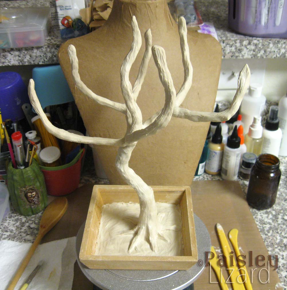 Tree sculpted in air dray clay.