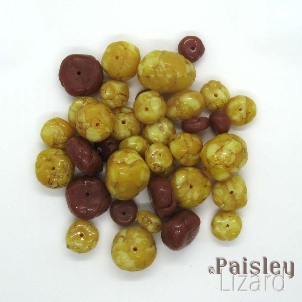 Faux amber nugget beads made from polymer clay