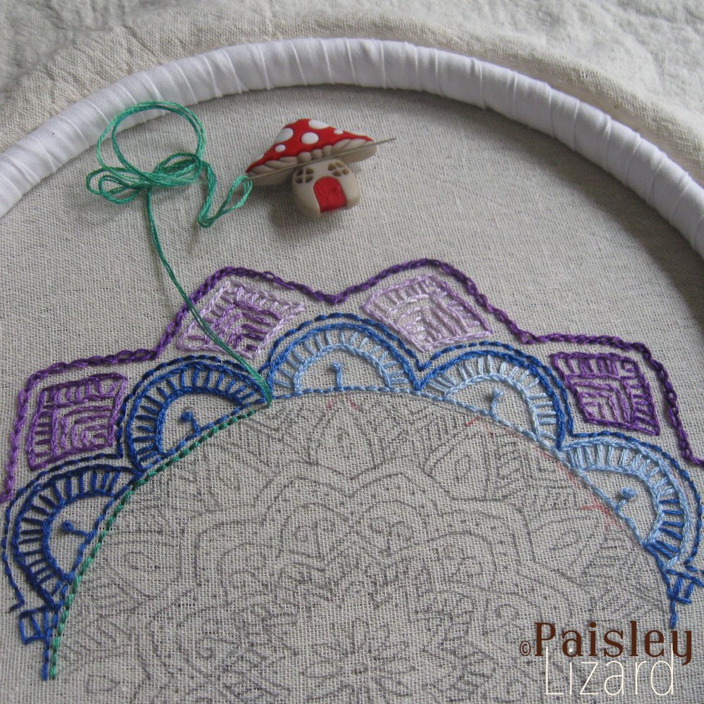 Embroidery mandala work in progress.